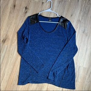 DKNY Faux Leather Blouse